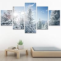 SIGNWIN 5 Panel Canvas Wall Art Modern Art Expressive Forest Multicolor Photography Romantics Scenic for Home Decorations Ready to Hang - 60