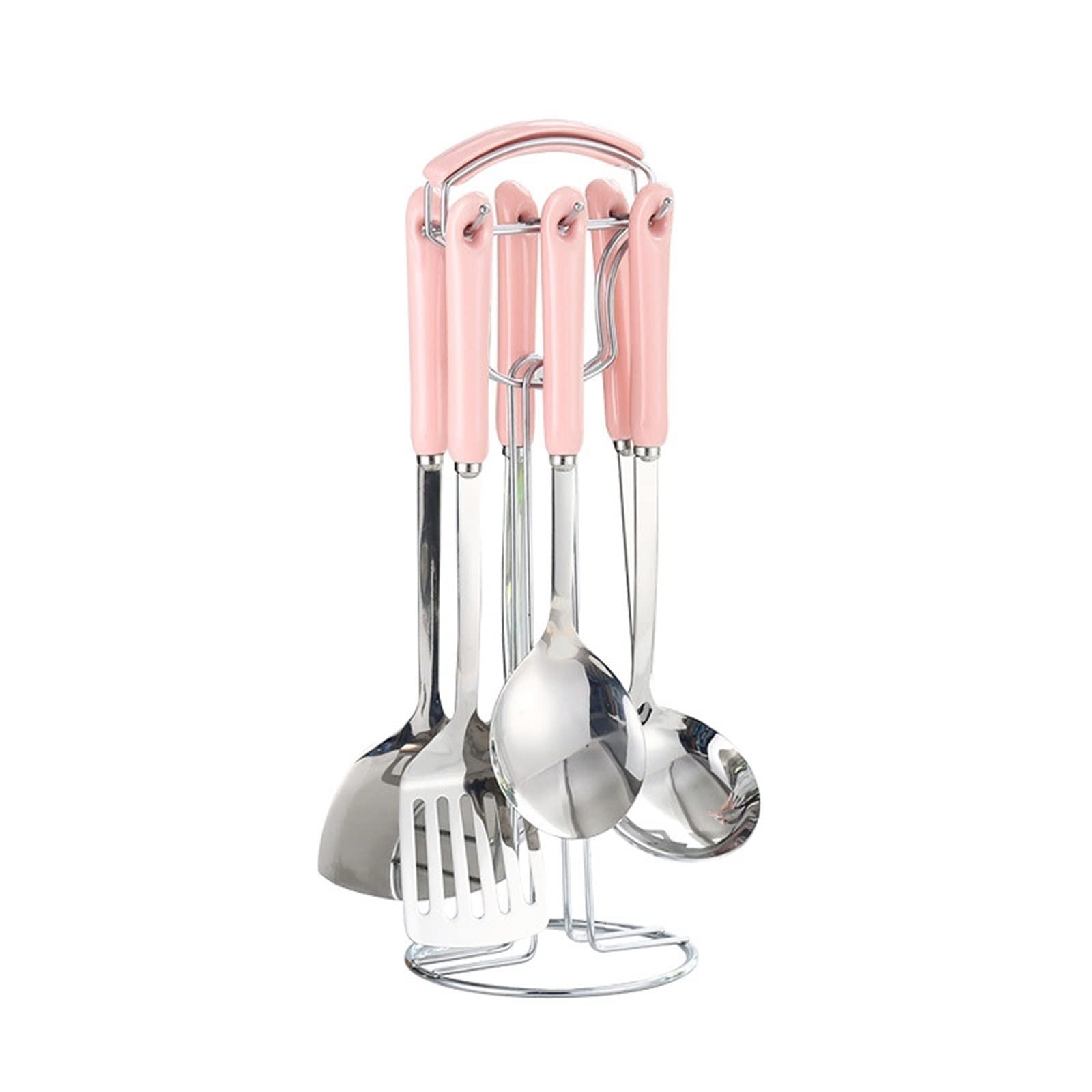 NGDFGR Kitchen Utensil Set,7-Pieces Kitchen Utensils With Ceramic Anti-Scald Handle,Stainless Steel Cooking Utensils Set With Storage Stand,Kitchen Tools Set,
