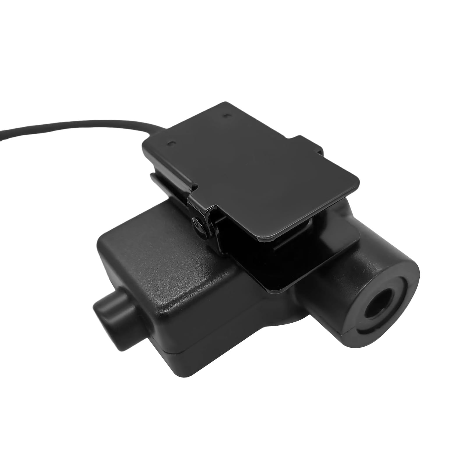 Adaptador de botón de radio bidireccional Jack U94 Ptt de 3,5 mm compatible con teléfonos móviles (negro, cable civil)