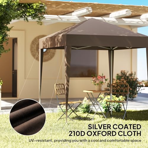Outsunny 6.6'x6.6' Pop Up Canopy Tent with Sidewalls, Carry Bag, Coffee — view 3