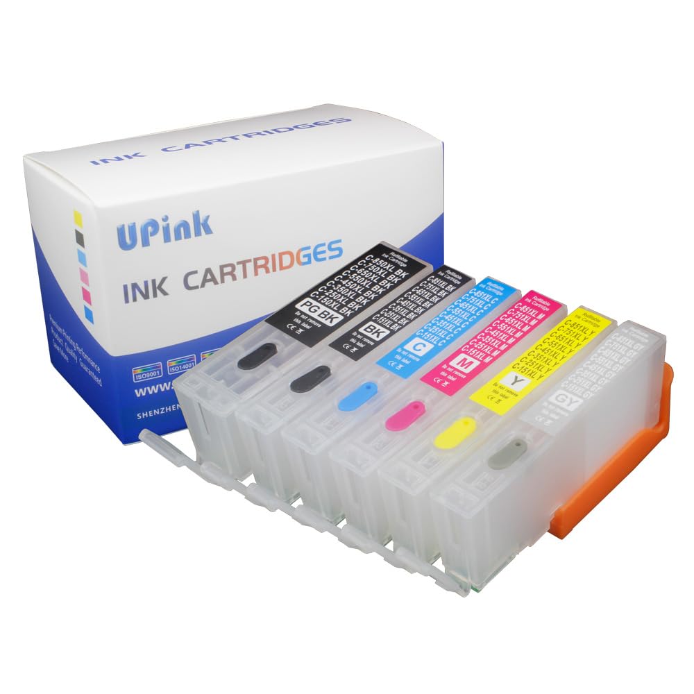 UPink 6pcs PGI-250 PGBK CLI251 BK C M Y GY Compatible for Canon MG6320 MG7120 MG7520 IP8720 MG6310 MG6610 MG7110 MG7510 IP8710 Empty refillable Ink