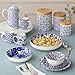 Madison 3pc Canister Set - Premium Porcelain with Bamboo Lids, Blue and White Patterns - Large 96 oz, Medium 80 oz, Small 30 oz - Perfect for Pantry Storage and Organization