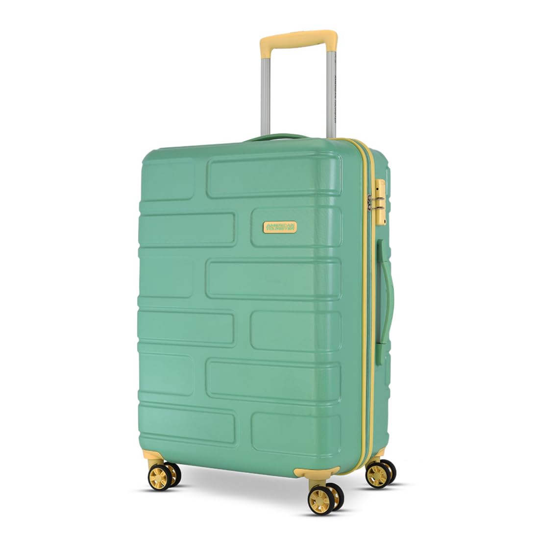 American Tourister BRICKLANE+ 68 CM Medium Check-in Polycarbonate (PC) Hard Sided 8 Wheels Spinner Luggage/Suitcase/Trolley Bag for Travel (Emerald Green)