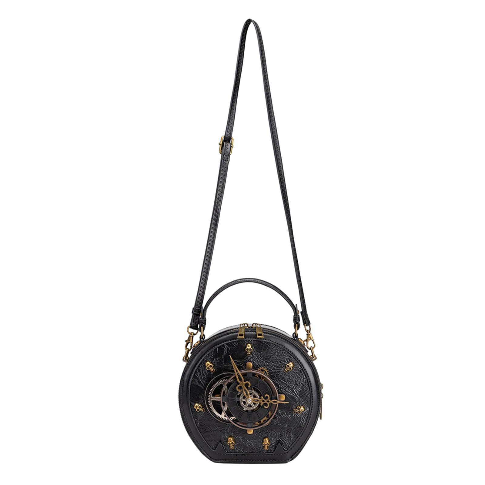 Borsa a tracolla retrò per le donne borsa dell'orologio in pelle PU spalla borsa alla moda elegante messaggeri donna steampunk spalla in pelle PU Crossbody orologio retrò