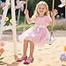 PANDANINJIA Girls Dress Shoes Sequins Princess Sandals Closed Toe Fuchsia Sequin Low Heels Toddler Little Big Kid Flower Girl Wedding Party Size 4 Shoes