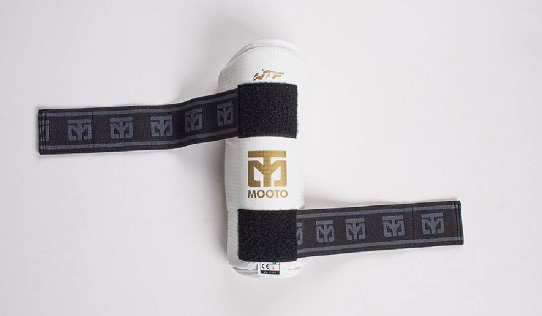 MOOTO Taekwondo Extera Forearm Protector Black/White WTF Approved TKD Martial Arts MMA Kick Boxing (1.White, 3.M(4.98-5.58ft or 152-170cm))