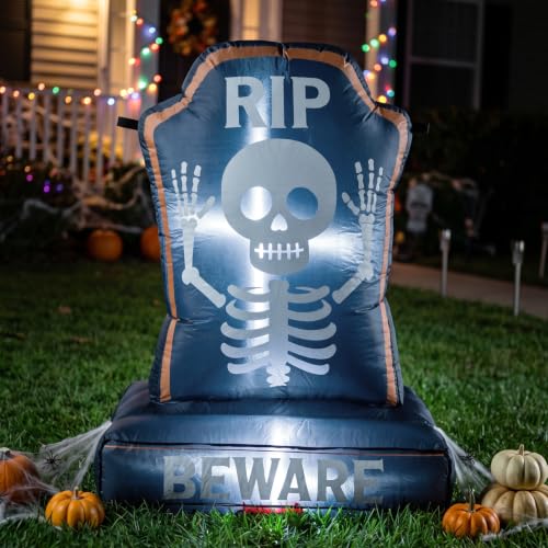 4FT Halloween Inflatables Skeleton Tombstone Blow up Yard Party Decoration - image 3