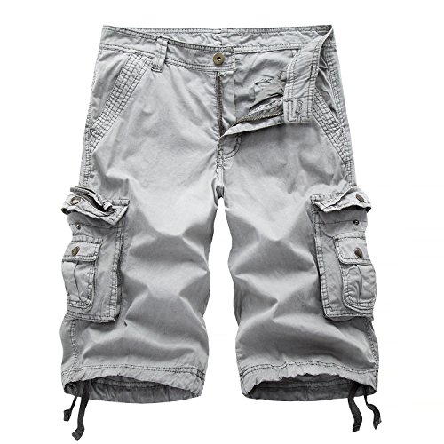 Short cargo décontracté coton uni homme ample léger à poches latérales