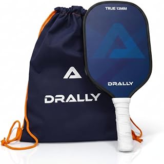 DRALLY 13mm Pickleball Paddle, Fiberglass Surface, Faster Response & More Pop, Non-Slip Soft Rubber Grip, Pickle Ball Rack... Price In India