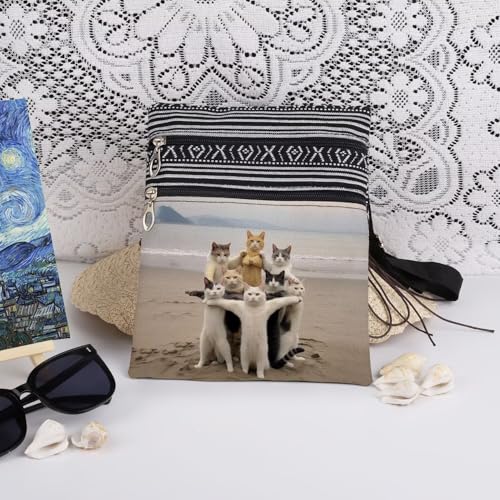 Beach Cats Art Print Crossbody Bag Adjustable Strap for Women Adult Teens Messenger Bag Playful Kitties Shoulder Purse Birthday Christmas Gift Idea3