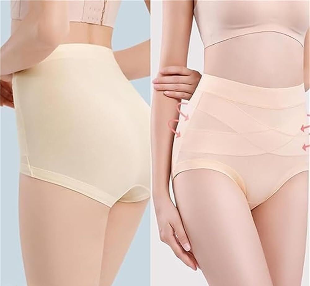 Damskie nieprzemakalne majtki modelujące z wysokim stanem i modelującymi brzuch, z mieszanki bawełny i spandexu