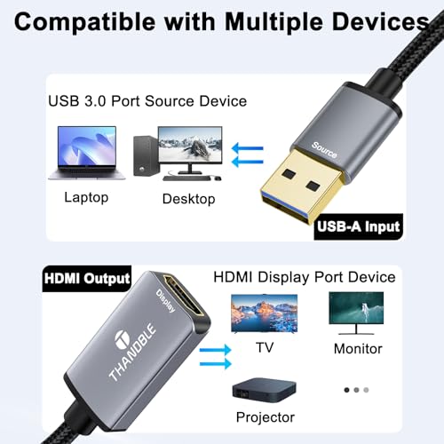 Adaptateur USB vers DP cordon noir pour ecran PC portable - 6