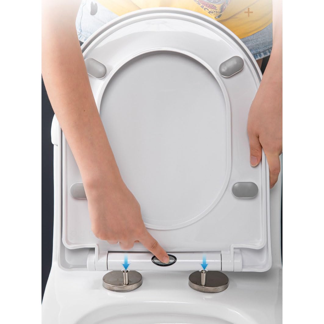 Toilettensitz mit Absenkautomatik, verstellbarer Schnellverschluss, leicht zu reinigen, moderner Badezimmerdeckel, 34 x 42,5 cm, ideal für Renovierung zu Hause, langlebiges und stilvolles Design