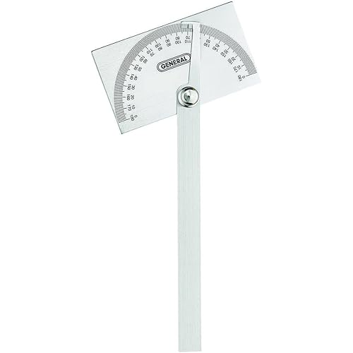 General Tools Angle Protractor #17 Stainless Steel Square Head - Measuring Tool for Carpenters & Woodworking Hobbyists