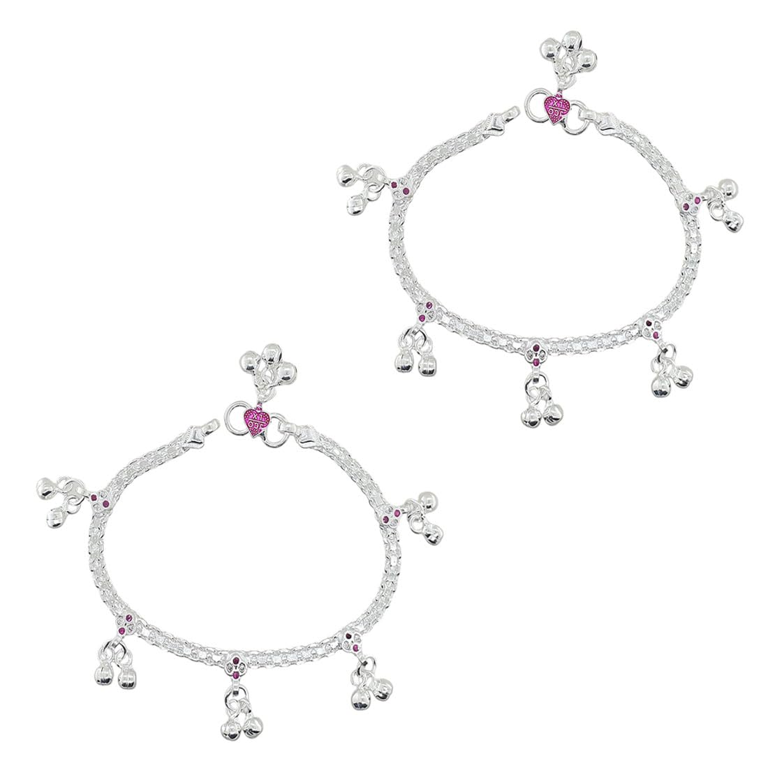 Pure Silver (Chandi) Designer Anklets (Payal) with Silver Beads Anklet for Baby Girls ~ Length 8 Inch (8 to 10 Years Girls) ~ 29 Grams-image-15