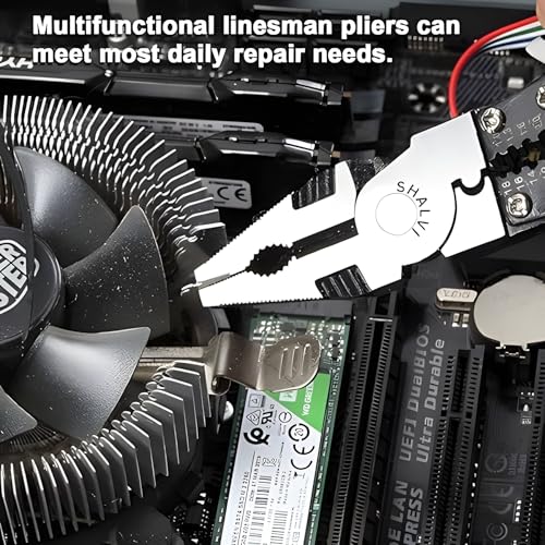 Image of 5 in 1 Multipurpose Lineman Plier /Cutting Plier with Gripping, Wrench, Wire Cutter, Crimping Tool & Wire Stripper Fuction (Chrome Vanadium Forged Steel, Silver)
