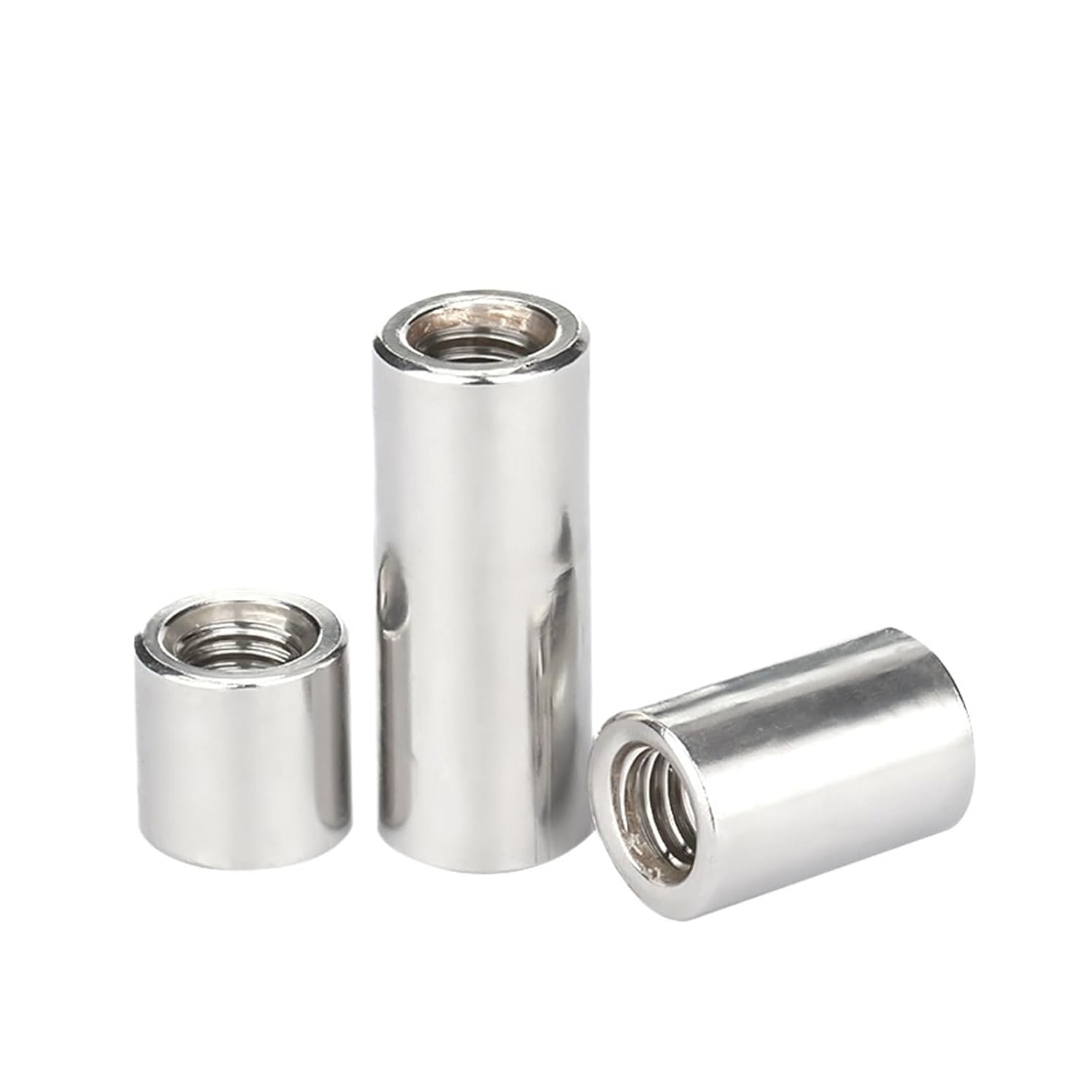 Round Coupling Nuts, 304 Stainless Steel Female Thread Lock Coupling Nuts M8 to M16(5pcs,M8x12x12)