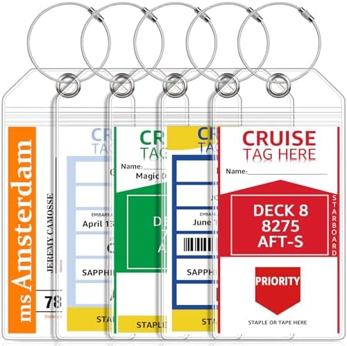 5 Pack Cruise Luggage Tag Holders for Carnival, NCL, Princess, MS...