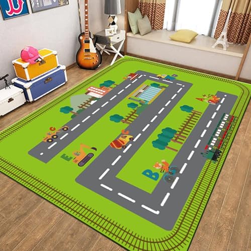カーペット ラグ 道路 キッズ 160*200cm プレイマット ロードマップ 遊べる ラグマット 保温 赤ちゃん 道路柄 かわいい 洗える 線路 子供喜ぶ地図マップ 掃除簡単 キッズ 保育園 キッズ 用 薄型 カラー 防音 教育用 子供用 ふわふわ 大判