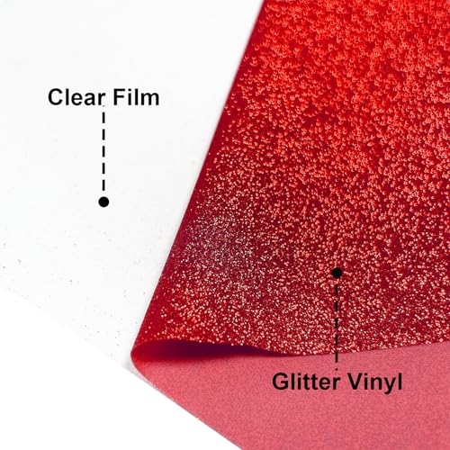 Image of Red Glitter Puff Vinyl Heat Transfer - 12 inch x 5ft 3D Puff HTV Vinyl, Glitter Puffy Iron-On for Fabrics, Perfect for T-Shirts, Bags, Pillows, Compatible with Cricut & Cameo