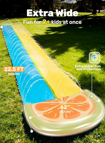 Sloosh Water Slides with 2 Inflatable Boards,22.5ft Double Lane Splash Slip Lawn Water Slide with Advanced Sprinklers Summer Toy for Kids Adults Fun Backyard Summer Outdoor, Orange - image 2