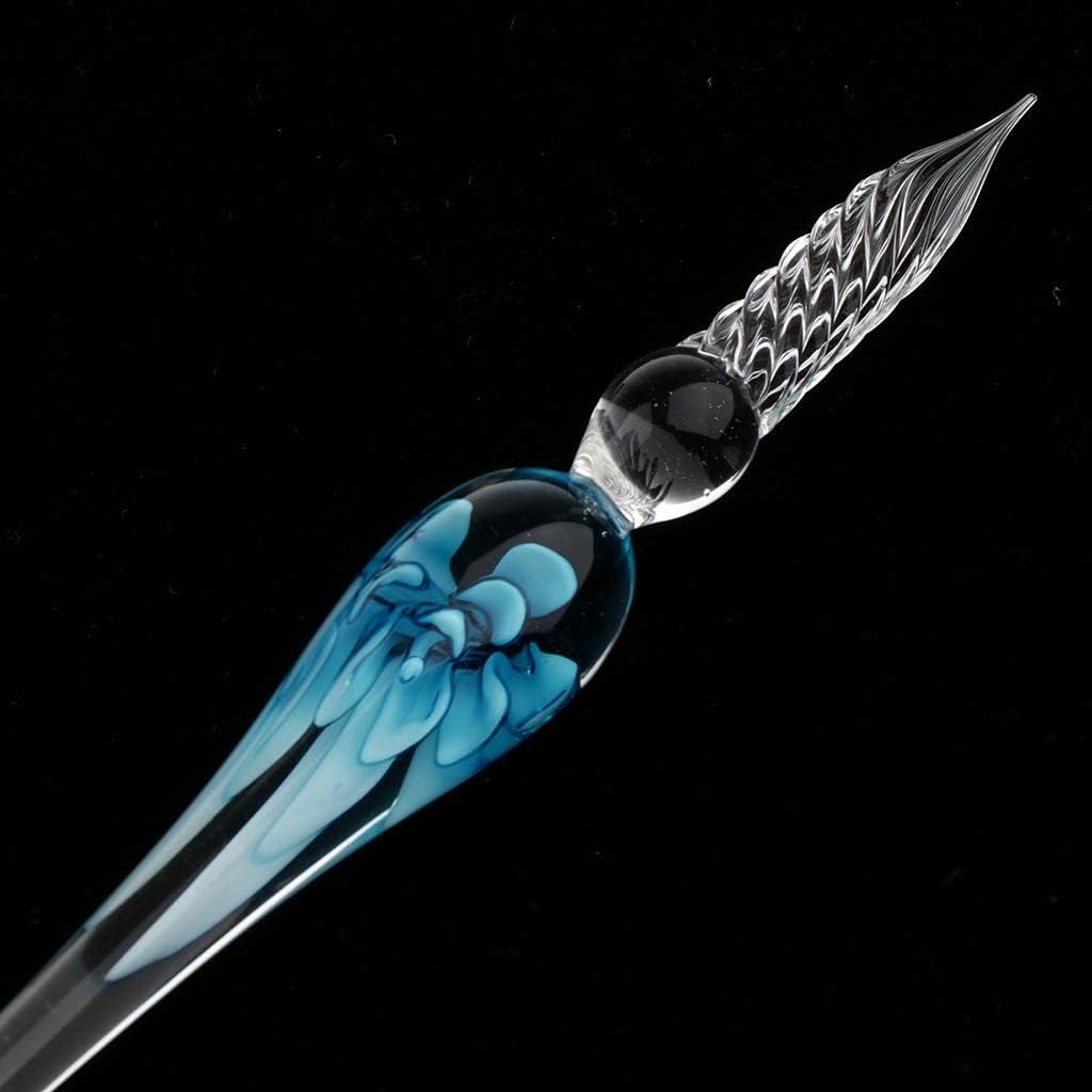 Vintage Style Glass Dip Pen Glass Writing Crystal Pen with Shelf