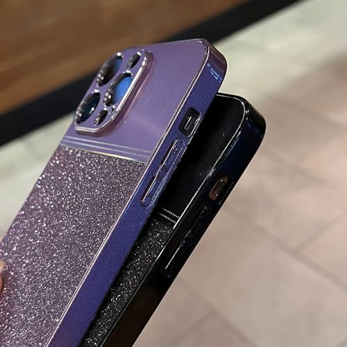 Couverture de PC en aluminium brillant violet de luxe pour iPhone 14 Pro Max