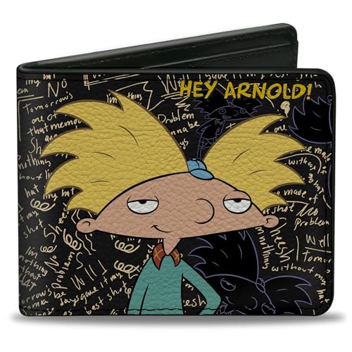Buckle-Down mens Buckle-down Pu Bifold - Hey Arnold!/Arnold Pose/Chalkboard Scribbles Wallet