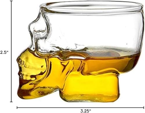 Miniatura 9 de 4 vasos de chupito de calavera, vaso de esqueleto de cristal de 2.5 onzas, suministros de vasos de Halloween, vaso de vidrio transparente con forma