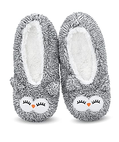 Image of DICUIRD Womens Animal Soft Sole Slipper Socks with Grippers-Fuzzy House Cute Slippers