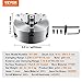 VEVOR 3-Jaw Lathe Chuck, 10'', Self-Centering Lathe Chuck, 0.24-9.84 in/6-250 mm Clamping Range with T-key Fixing Screws Hexagon Wrench, for Lathe 3D Printer Machining Center Milling Drilling Machine