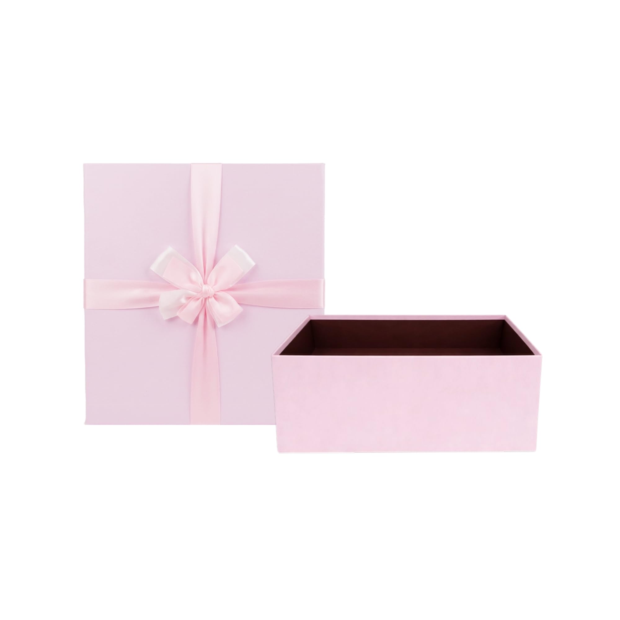 Emartbuy Baby Pink Rigid Gift Box with Ribbon 15 x 15 x 6.5 cm
