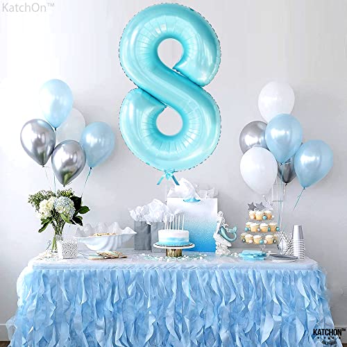 Image of KatchOn, Giant Light Blue Number 8 Balloon - 40 Inch, Birthday Decorations