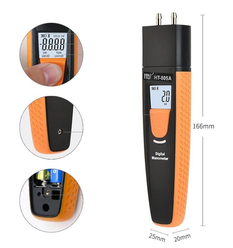 Manometro differenziale Portatile, manometro Digitale Portatile Bluetooth