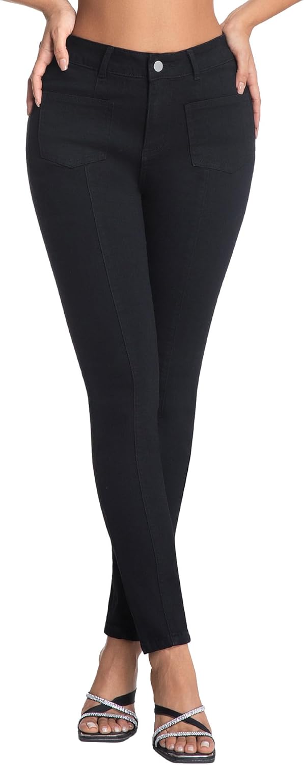 Myzellia High Waisted Tummy Control Skinny Jeans for Women Stretchy Denim Jeggings with Front Seam