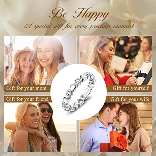 Ubgicig 925 Sterling Silver Heart Cubic Zirconia Ring For Women Size 5-10(Size 6) #TOP4