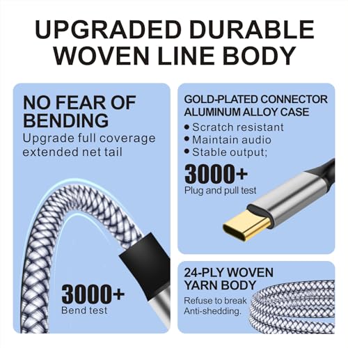 Cable USB C a Jack 3.5mm Audio Auxiliar 6.5FT miniatura 4