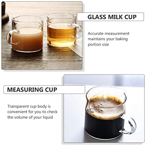 Cabilock 2 vasos medidores de cristal con 2 boquillas con mango, para beber leche, café, medición, barista, 70 ml… - Imagen 5