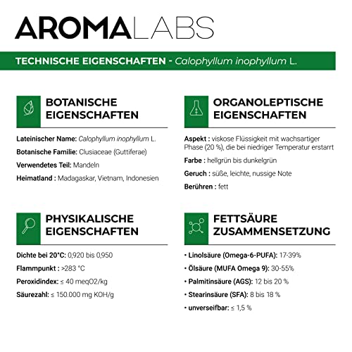 Bio Tamanuöl (Calophyllum inophyllum L) – kaltgepresst & unraffiniert – 100% reines Pflanzenöl...