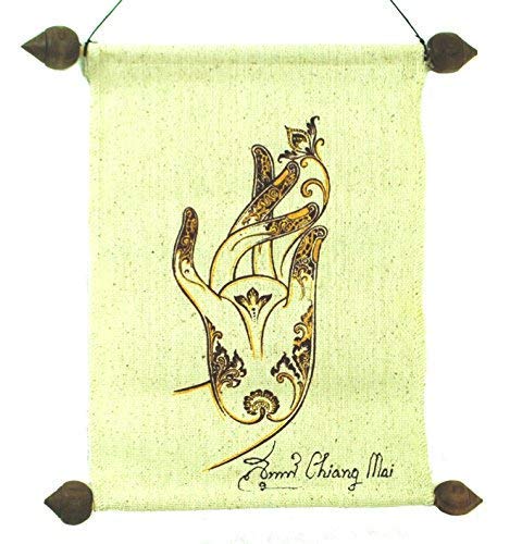 Comercio Justo Budista Hindú Symbok Tailandia Tailandés Algodón Rollo Pared Hanging25 X 26