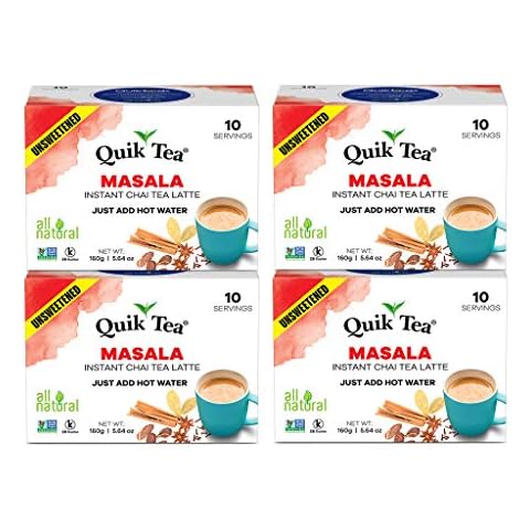 QuikTea Unsweetened Masala Chai, 5.64 Ounce (4 boxes of 10 each) Cover