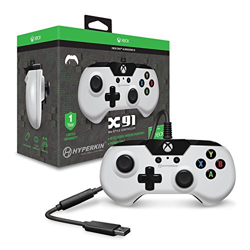 Hyperkin X91 Wired Controller for Xbox One  Windows 10 PC (White) - Officially Licensed by Xbox