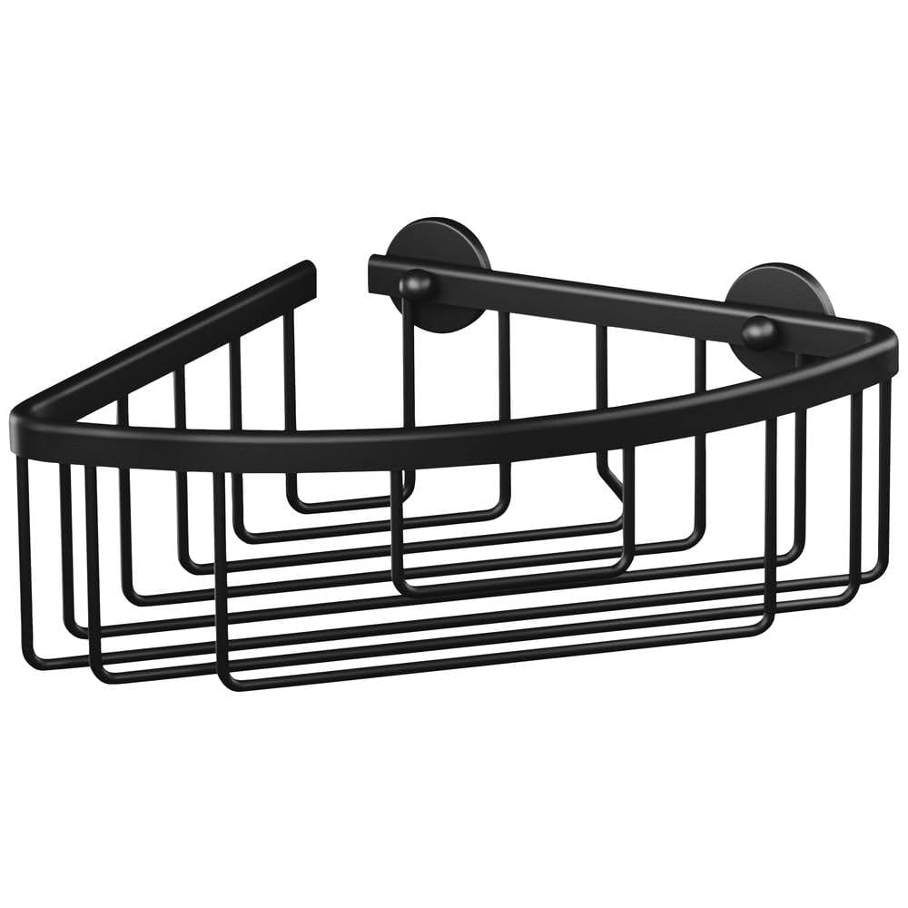 tesa Aluxx Black Corner Shower Shelf for Wall Mounting No Drilling Black Matt Single Tier for Industrial Style — view 4