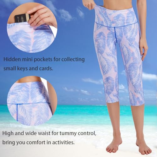 Image of Ubestyle UPF 50+ High Waist Women's Yoga Capri Leggings Swimming Tights Sun Protective