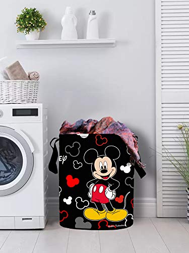 Image of Kuber Industries Disney Print Round Waterproof Cotton Laundry Bag, Toy Storage, Laundry Basket Organizer 45 L (Black)-KUBMART11620, Standard
