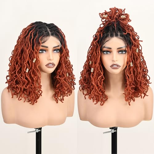 X-TRESS Ginger red Color Braided Faux Locs Wigs for Black Wo