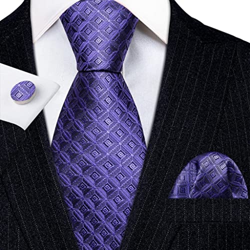 Set de corbata de seda para hombre con pañuelo y gemelos miniatura 2