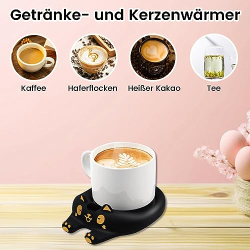 Tassenwärmer Kaffeewärmer für den Schreibtisch automatische Abschaltung, intelligenter Kerzenwärmer mit 3 Temperatureinstellungen, elektrischer Getränkewärmer für Kaffee, Kakao, Tee (Schwarz) – Bild 5