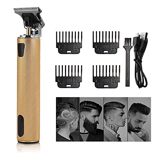 BOTTEN Hair Clipper for Men T-Blade Outlining Trimmer Close Cutting Type-C USB Rechargeable Cordless LED Display Hair Cut Grooming Kit For Barbers Family use Gold