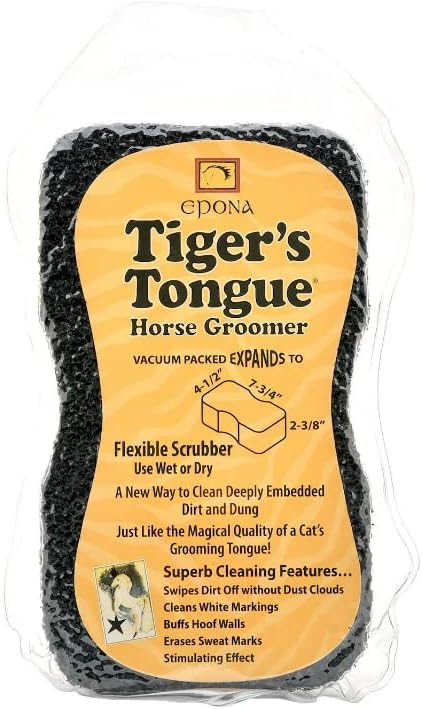 Epona Tiger Tongue and April Power Shower Sponge, Horse/Equine Grooming/Face Sponge (Tiger Tongue)